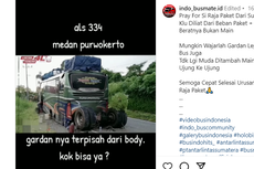 Kejadian Langka, Gardan Bus PO ALS Lepas dari Bodi 