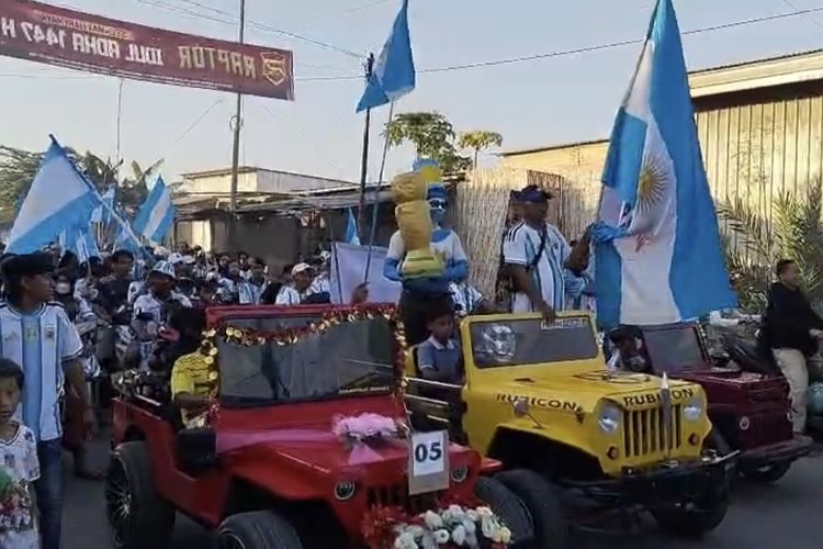 Jelang Laga Argentina vs Mesir, Warga Kampung Bola Pamekasan Konvoi dan Tak Melaut