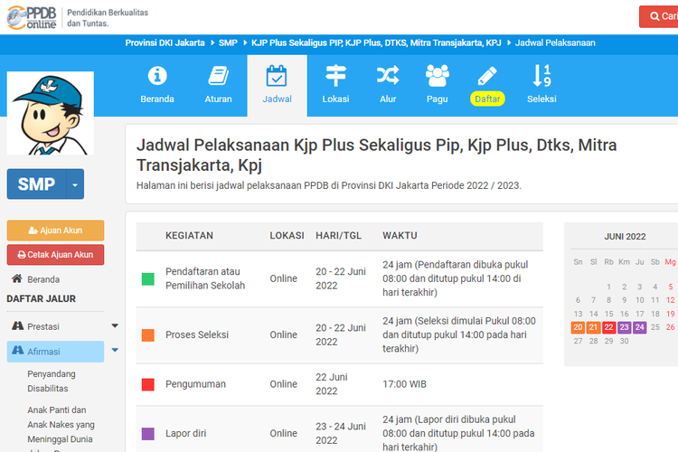 PPDB Jakarta jenjang SMP 2022.
