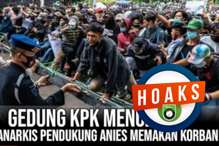 Hoaks, pendukung Anies Baswedan merusak gedung KPK