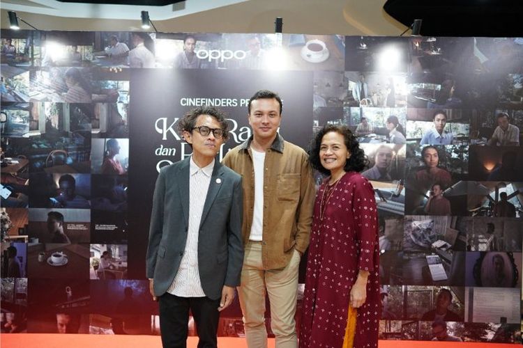 Riri Riza, Nicholas Saputra, dan Mira Lesmana dalam Peluncuran Film Pendek Kau, Rabu, dan Perkara2 Sepintas Lalu.(Dok. Oppo)