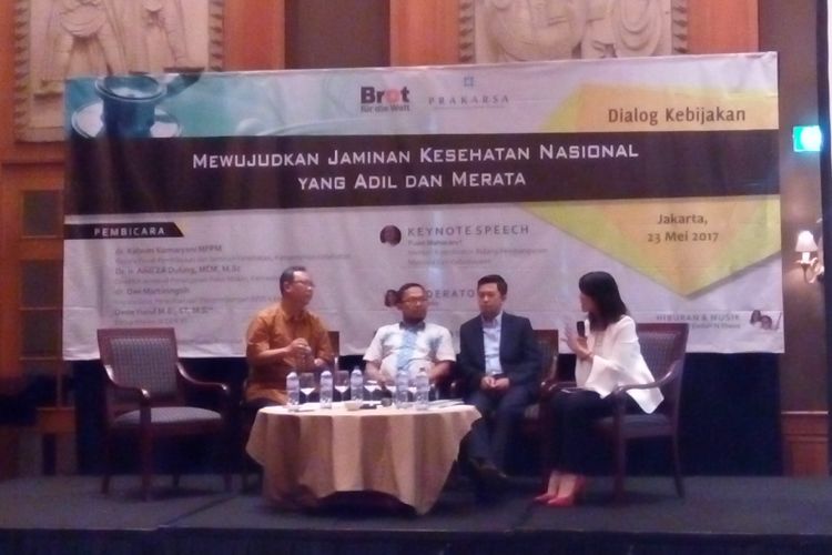 Diskusi peluncuran riset Perkumpulan Prakarsa tentang Jaminan Kesehatan Nasional di Jakarta, Selasa (23/5/2017).