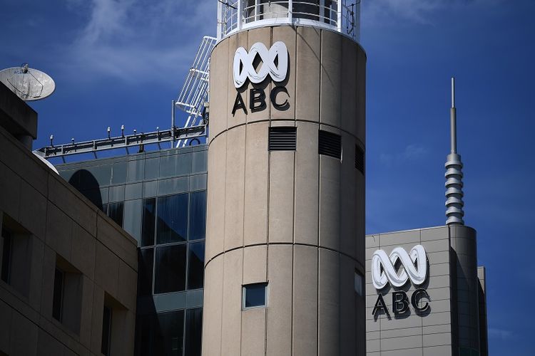 Markas pusat lembaga penyiaran publik Australia ABC terlihat di Sydney. (SAEED KHAN/AFP)