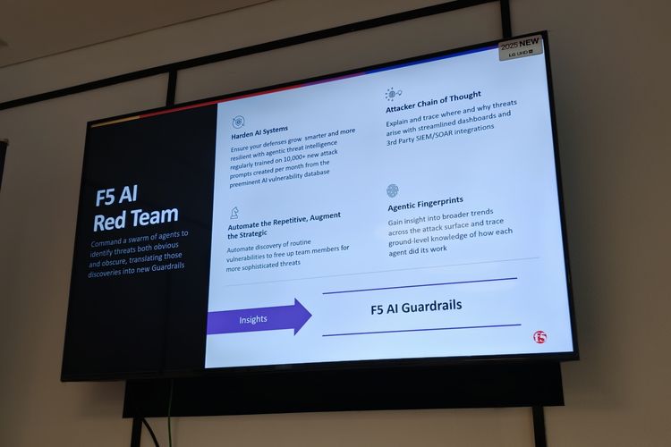 Fungsi AI Red Team bikinan F5 Networks, ditampilkan dalam acara Media Briefing di kantor F5 Networks Indonesia, Senayan, Jakarta Selatan, Rabu (25/2/2026).