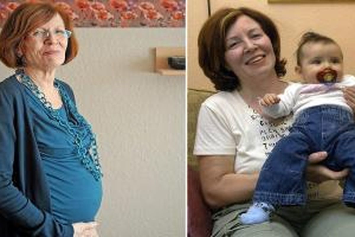 Annegret Raugnik berusia 61 tahun tengah mengandung janin kembar empat