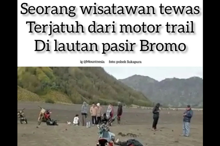 Wisatawan Gunung Bromo Tewas usai Jatuh dari Motor