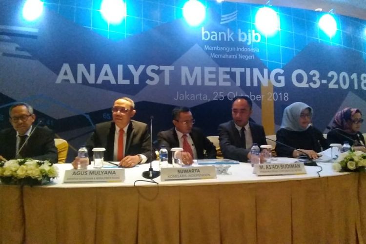 Jajaran direksi Bank BJB dalam analys meeting di Jakarta, Kamis (15/10/2018).
