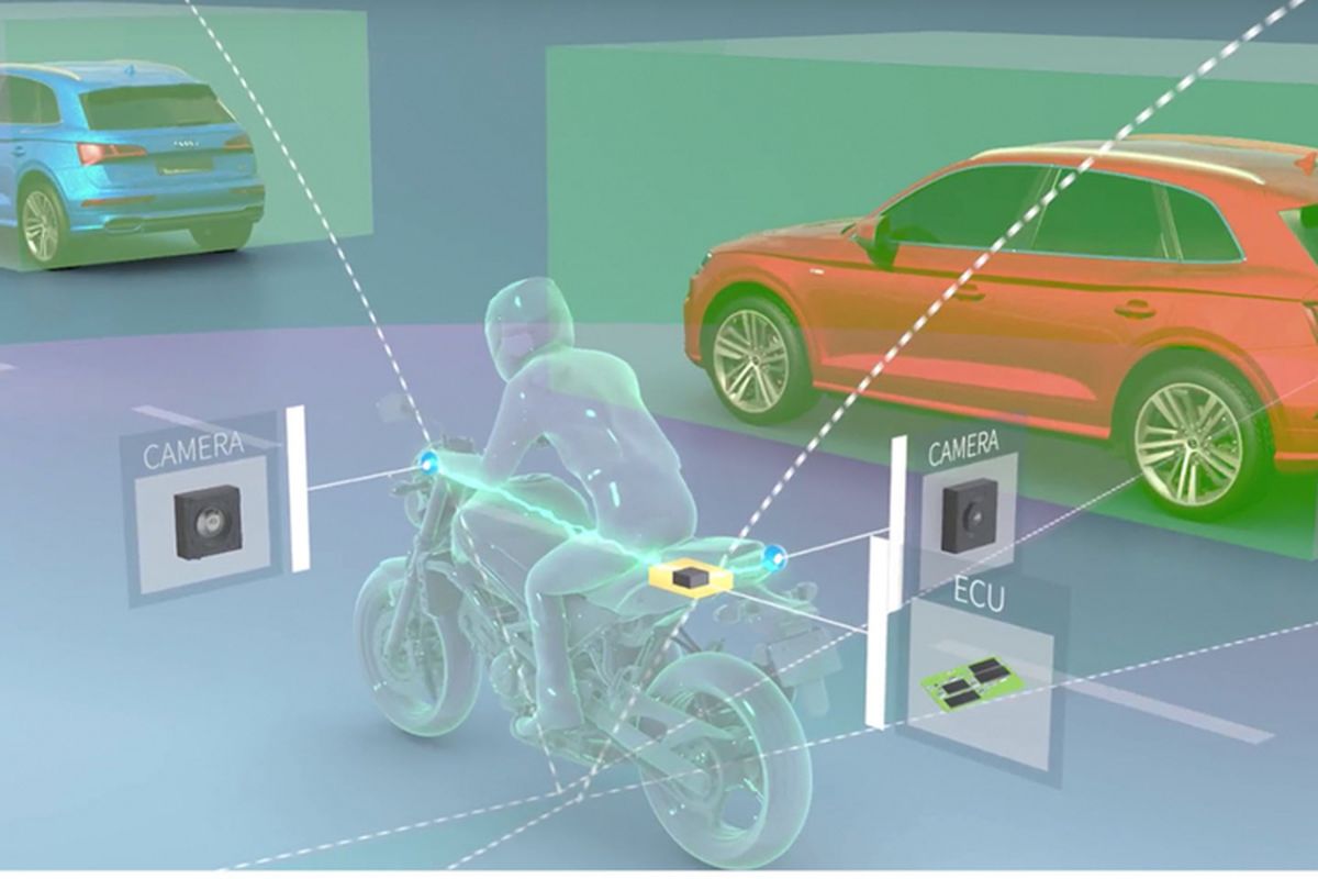 Teknologi Collision Aversion Technology (CAT) menggunakan kamera 360 derajat membantu keselamatan pengendara motor