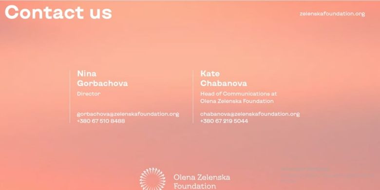 Kontak Olena Zelenska Foundation.