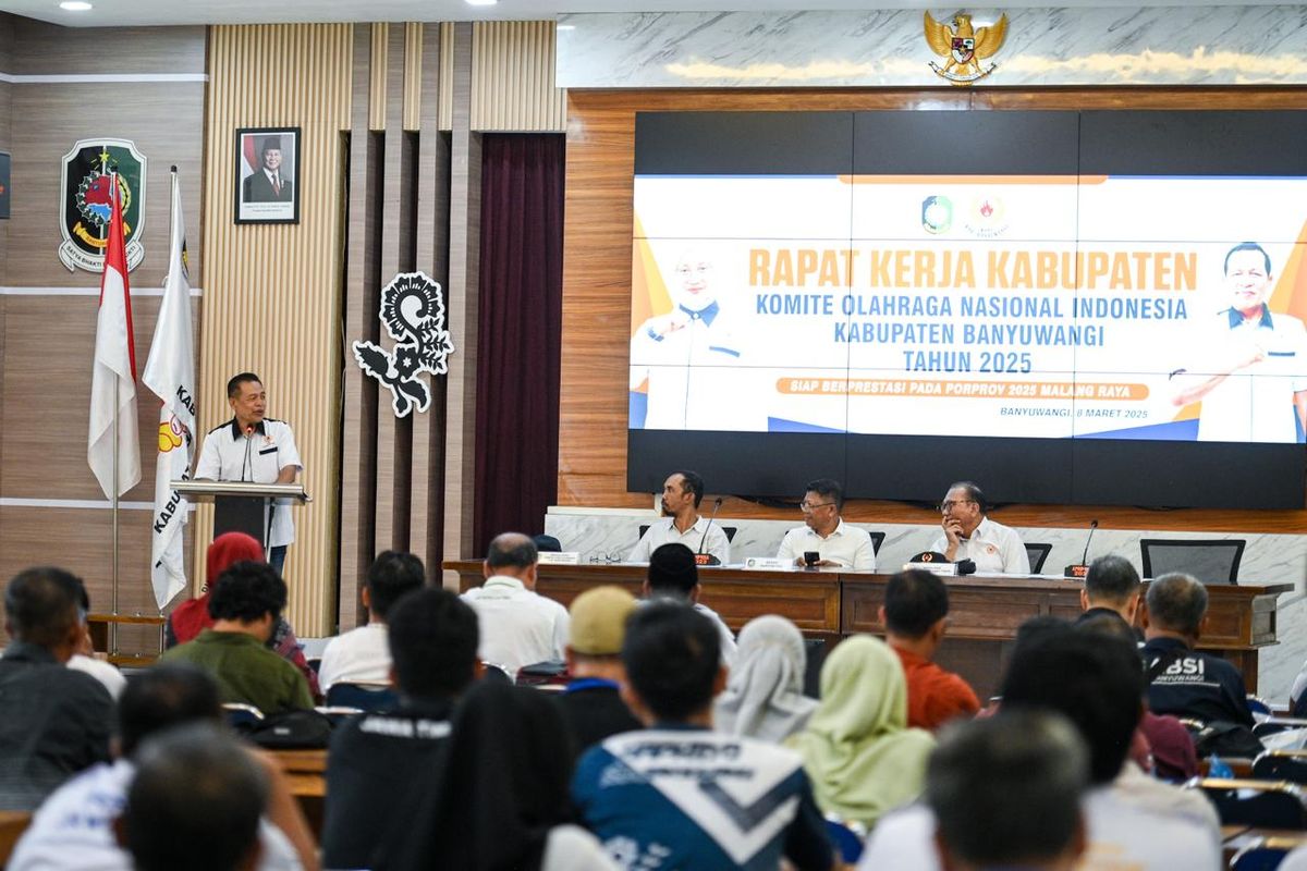 Musker KONI Banyuwangi membahas besaran anggaran pembinaan cabor berlangsung tegang, Sabtu (8/3/2025) 