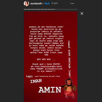 Tangkapan layar Instagram Story Aura Kasih