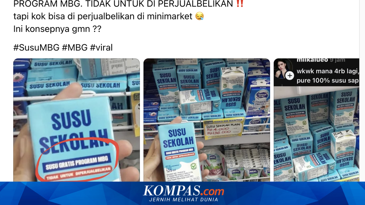 Ramai soal Susu Sekolah Program MBG Dijual di Minimarket Rp 4.000, Ini Kata BGN ~WR

Klik untuk baca: