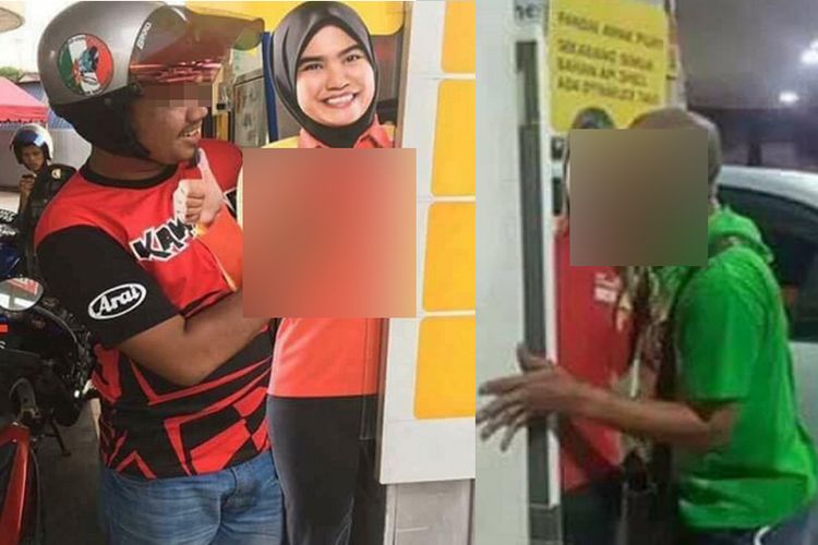 Dua foto aksi pelecehan terhadap reklame di SPBU Shell yang dilakukan oleh para pelanggan, dan lalu mengundang perhatian publik. 