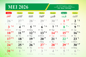 Kalender Mei 2026: Penuh Libur, Ada 6 Tanggal Merah dan 3 Long Weekend