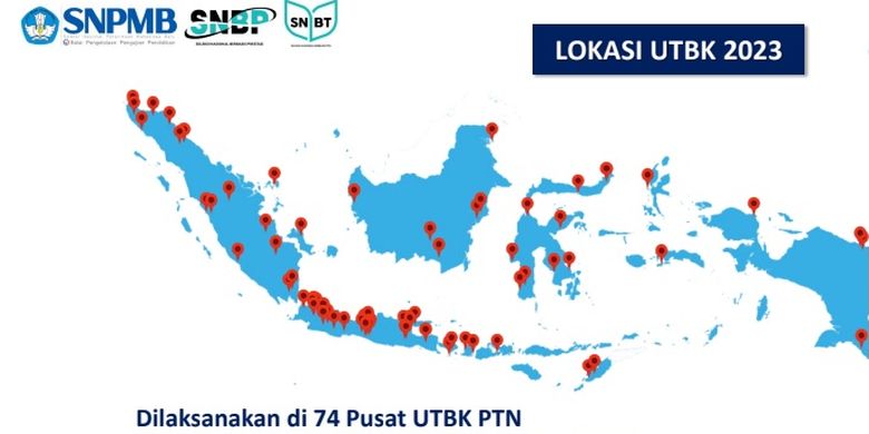 Daftar lokasi UTBK SNBT 2023.