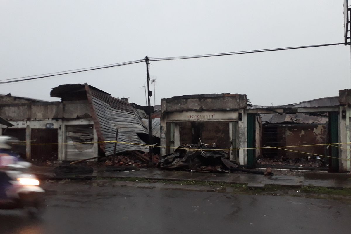 Pasar Bululawang pasca kebakaran pada Minggu (16/1/2022) lalu. 