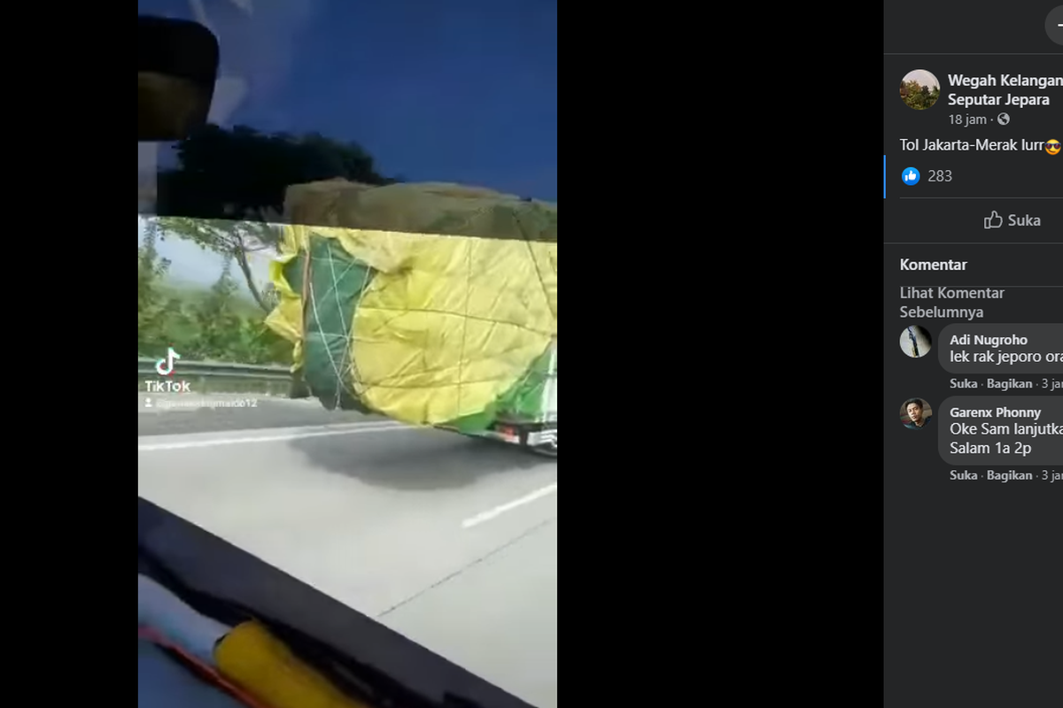 Tangkapan layar video truk ODOL melaju di Jalan Tol Jakarta-Merak, Kamis (6/5/2021).