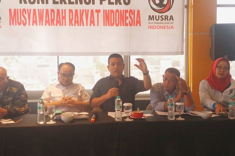 Ketua Pelaksana Musra, Panel Barus saat memaparkan hasil Musra 4 di kawasan Tanah Abang, Rabu (2/11/2022).