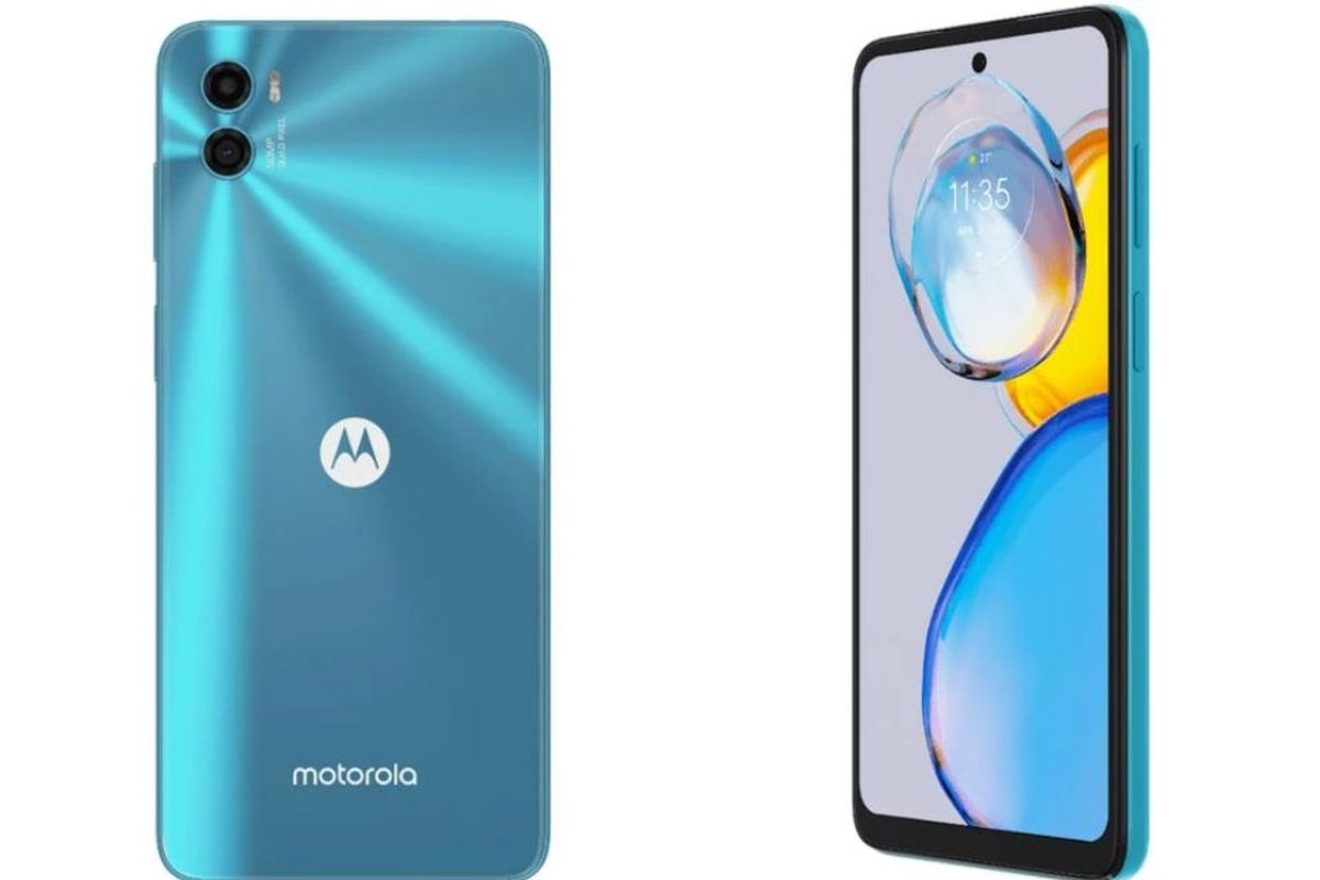 Moto E32 varian warna Arctic Blue.