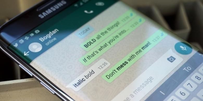 WhatsApp beta bisa mengubah format huruf jadi bold dan italic