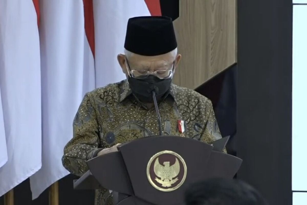 Wakil Presiden RI Ma'ruf Amin saat Resmikan Fasilitas Riset Pangan BRIN Sebagai Laboratorium Rujukan Riset Halal Indonesia, di Gading, Kapanewon Playen, Gunungkidul, DIY Jumat (22/4/2022)