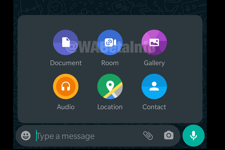 Ikon Messenger Room yang muncul di WhatsApp menggantikan ikon kamera di versi WhatsApp lama.