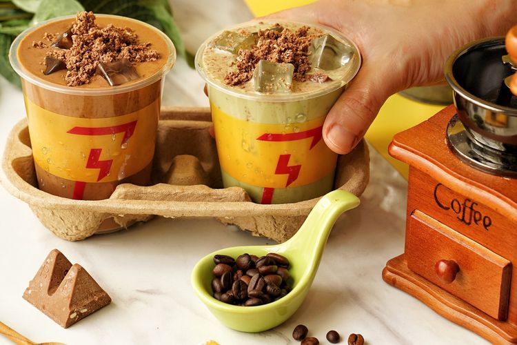 Toblerone Latte dan Matcha Latte di Flash Coffee Indonesia.