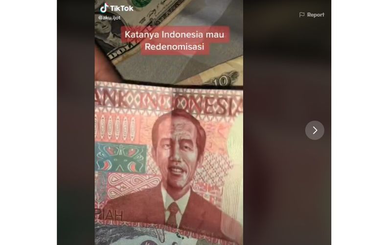 Viral uang redenominasi RP 100 bergambar Jokowi