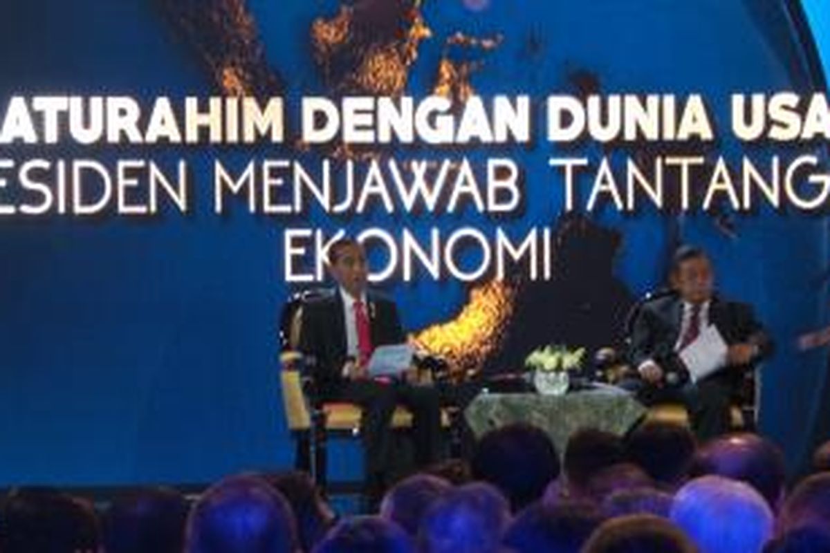 Presiden Joko Widodo berbicara soal pelambatan ekonomi dalam acara yang diselenggarakan ISEI di jakarta Convention Center, Kamis (9/7/2014).