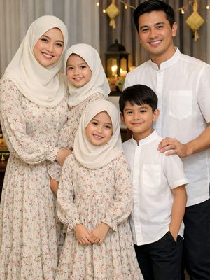 Tren baju lebaran keluarga motif floral