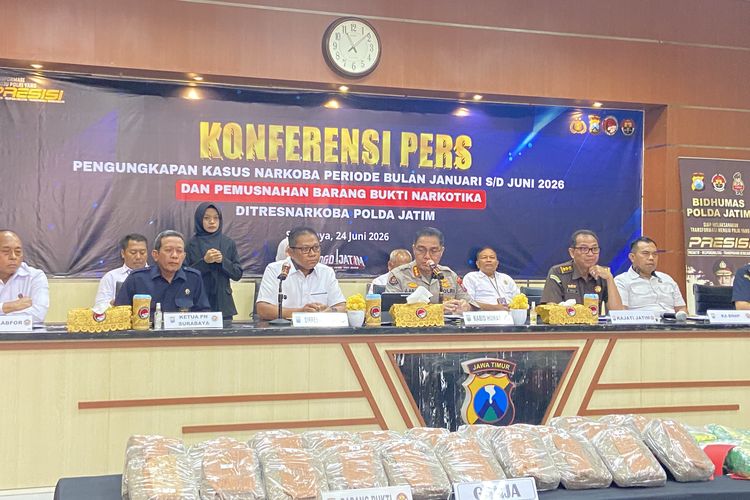 Kasus Narkoba Meningkat Sepanjang Januari-Juni 2026, Polda Jatim Tangkap 4.061 Tersangka
