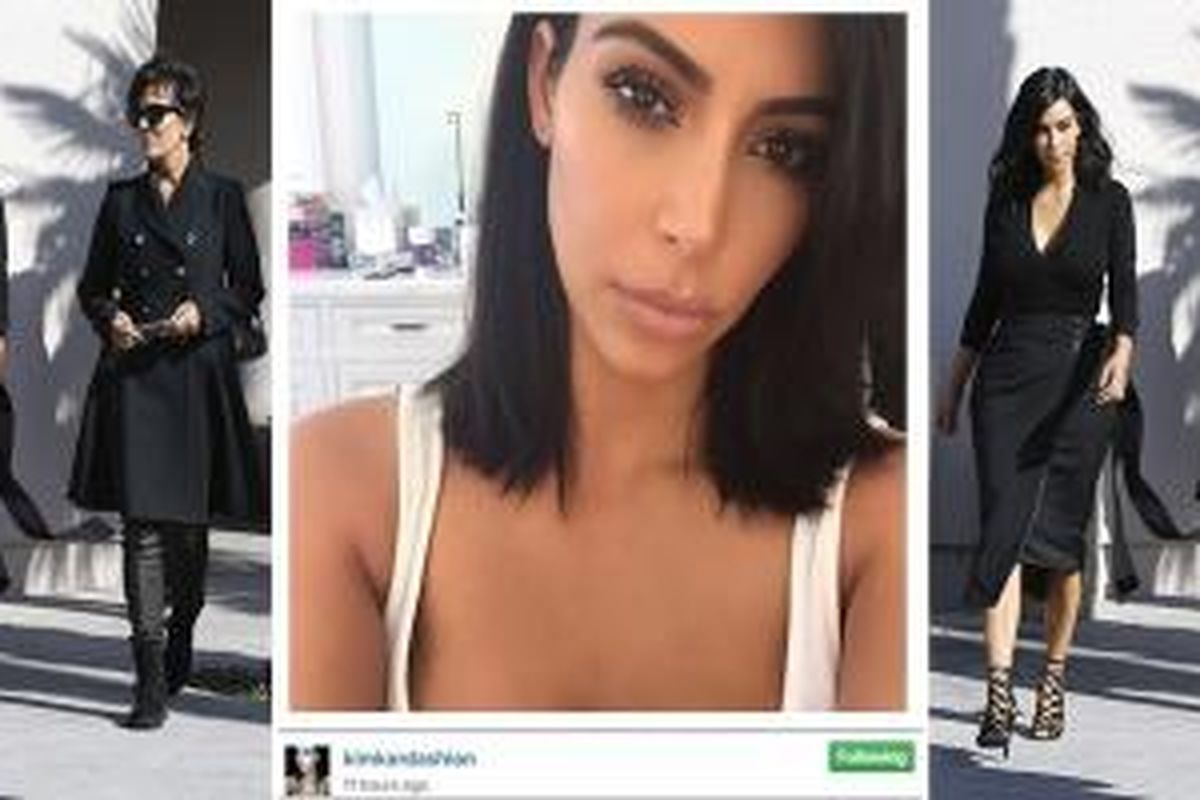 Kim Kardashian ubah penampilan dengan memotong pendek rambut panjangnya menjadi sebahu dan bergaya bob.