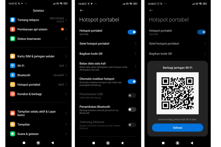 Ilustrasi cara munculkan kode qr hotspot