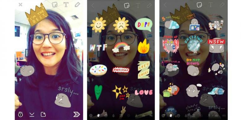 Cara Menempel Stiker "Gemas" di Foto dan Video Snapchat