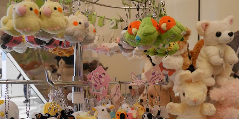 Toko souvenir di Moff animal cafe cabang Aeon Mall Makuhari Shintoshin, Prefektur Chiba, Jepang.