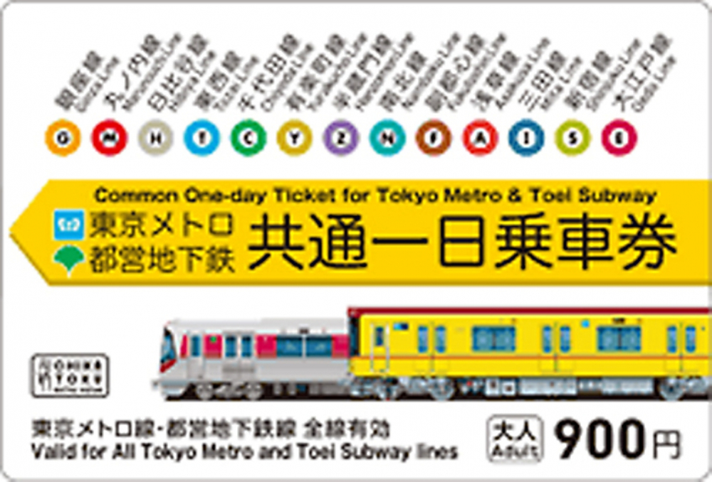 The Common One-Day Ticket untuk Tokyo Metro dan Toei Subway 