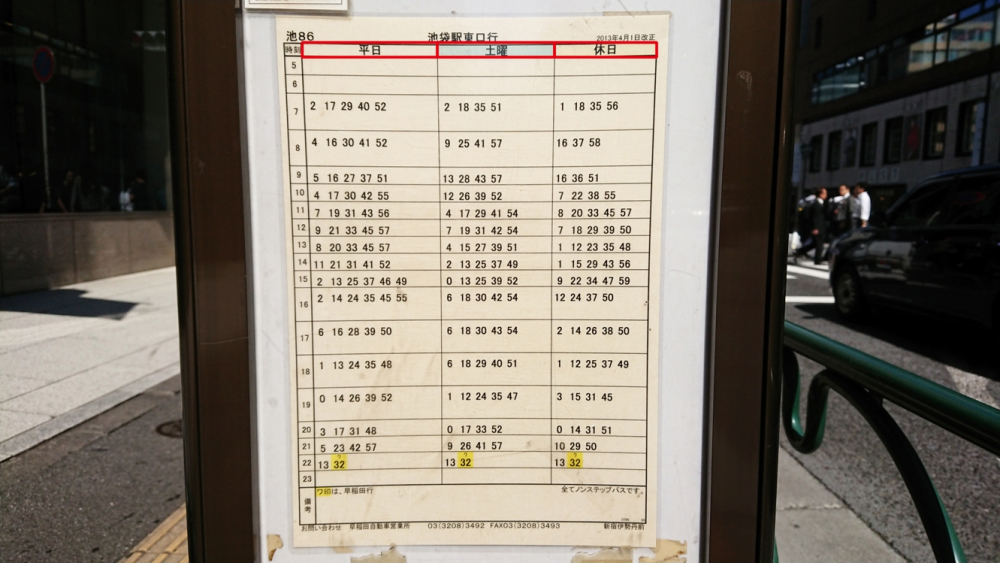 Tabel jadwal bus