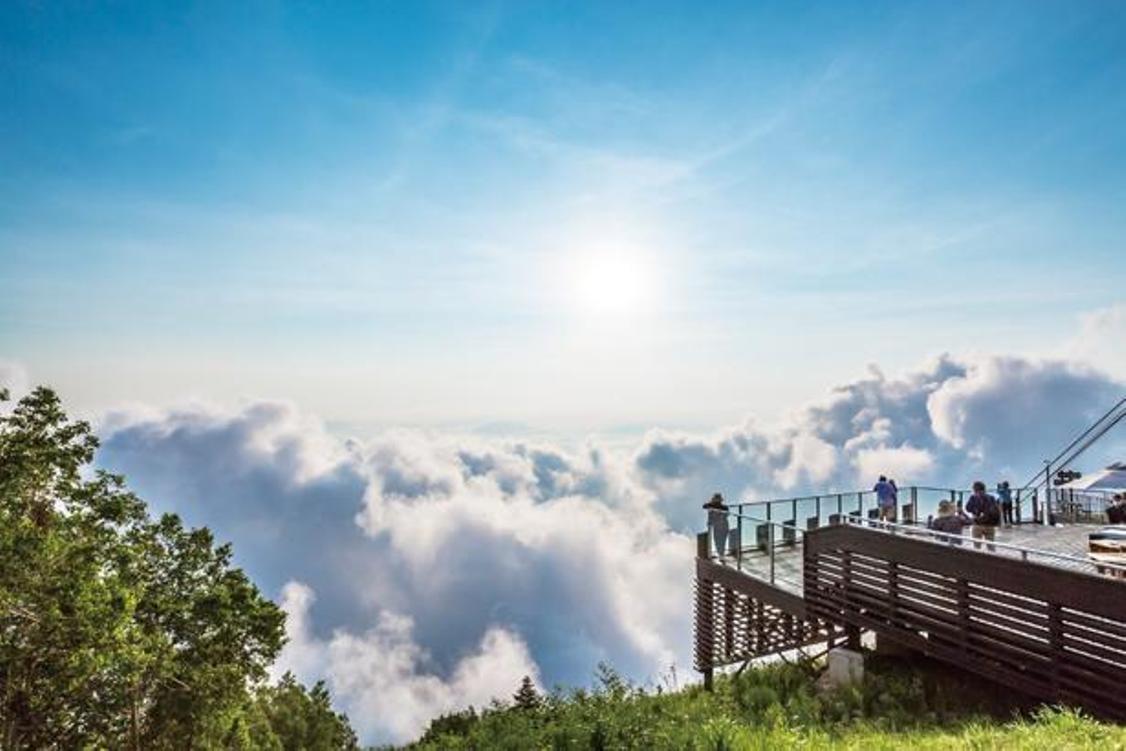 Hamparan lautan awan misterius yang terlihat dari “SORA terrace (Ryuo Mountain Park)”