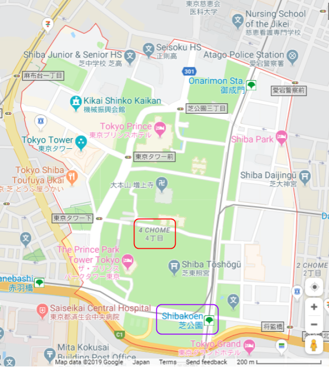 Screenshot Google Maps di Jepang.