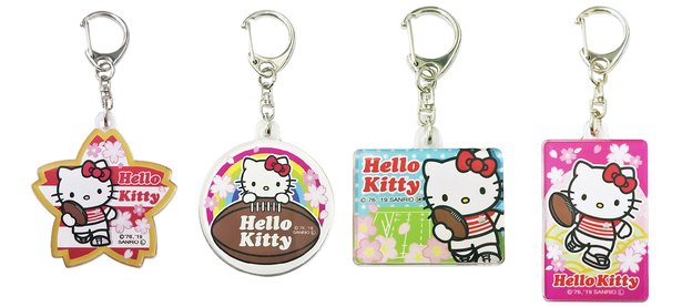 “Gantungan Kunci Akrilik Hello Kitty Tim Rugbi Jepang” (800 yen) *4 jenis