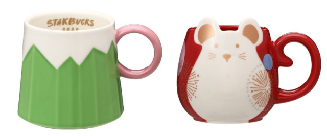 Mug-mug ini dimodelkan berdasarkan Tahun Tikus dan Gn. Fuji.