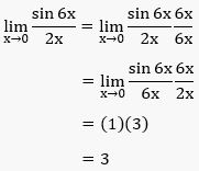 Menentukan Nilai Dari Lim X 0 Sin 6x 2x