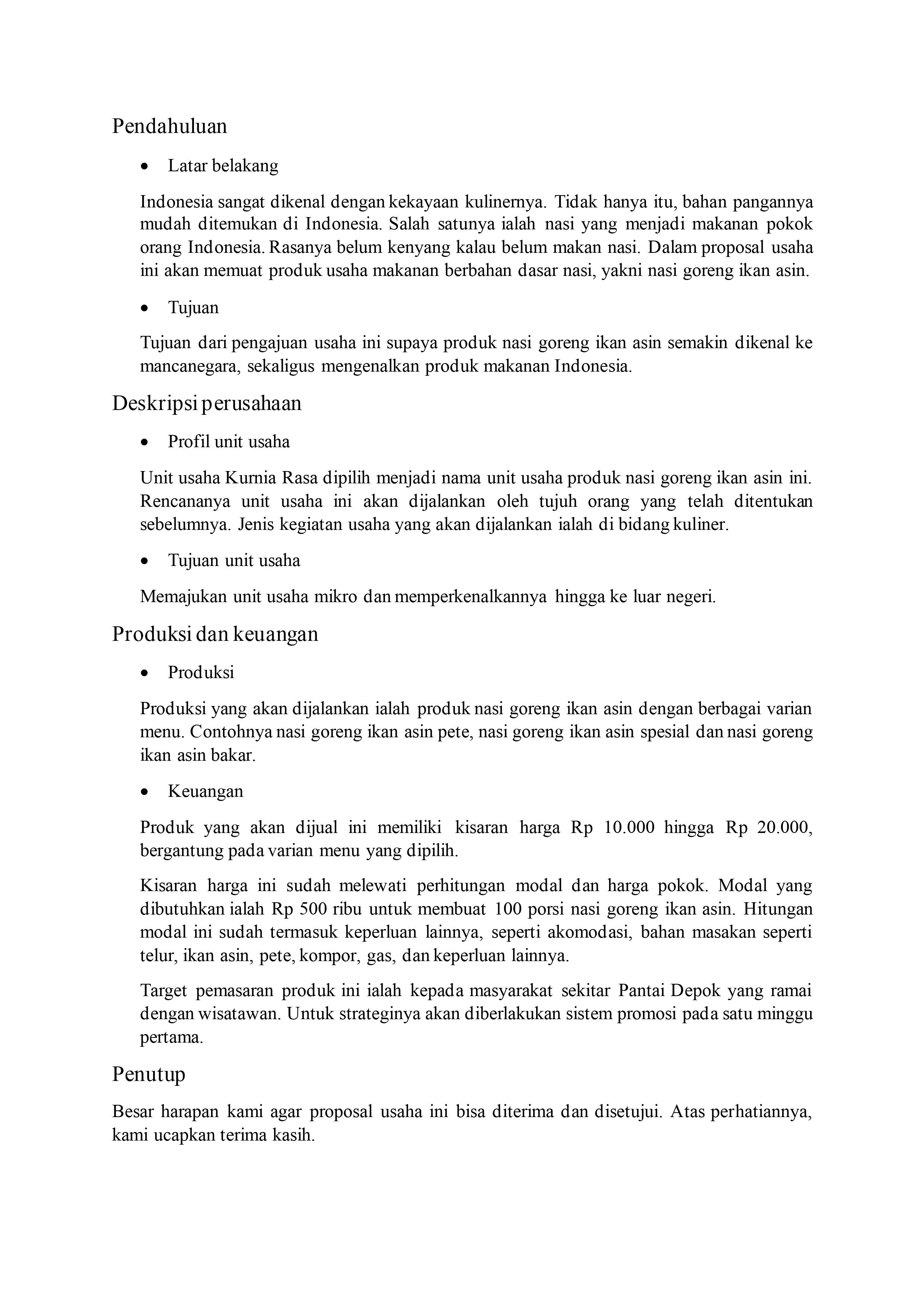 Contoh membuat proposal kewirausahaan - nomzaer