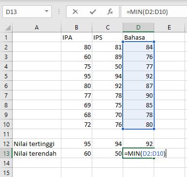 Rumus Mencari Nilai Tertinggi Dan Terendah Pada Microsoft Excel Halaman ...