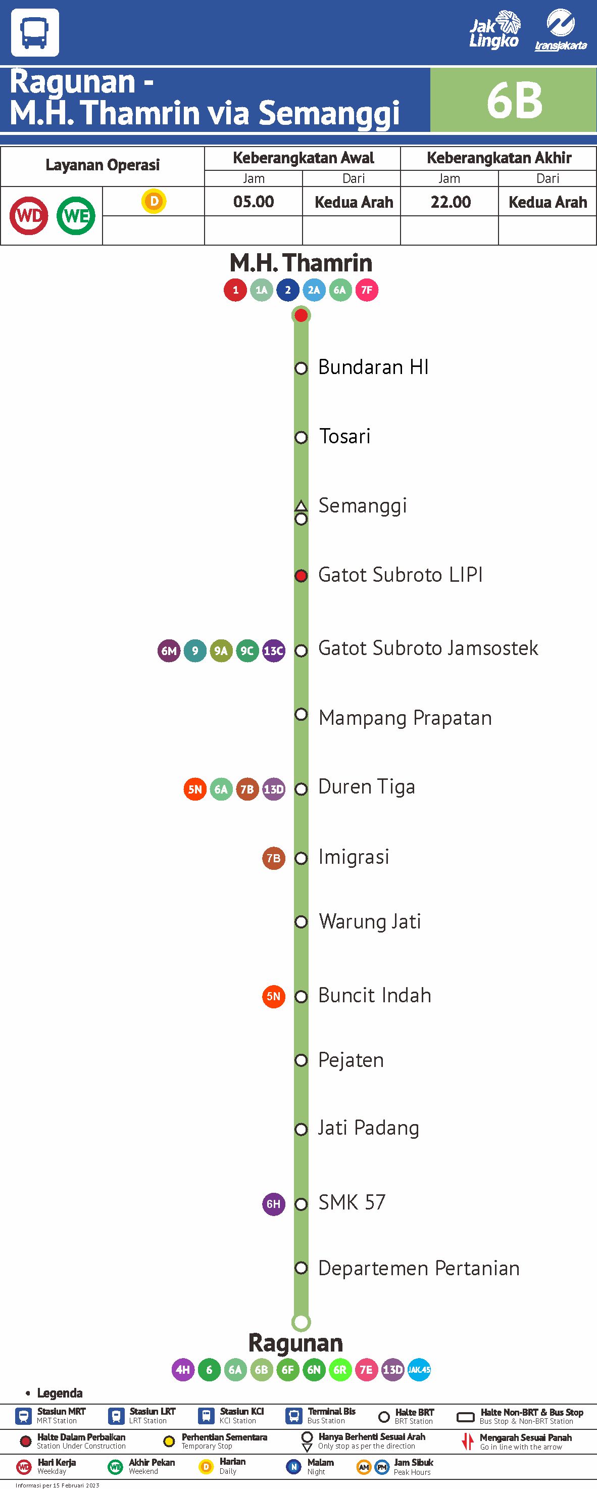 Rute Transjakarta 6B Ragunan-MH Thamrin Via Semanggi