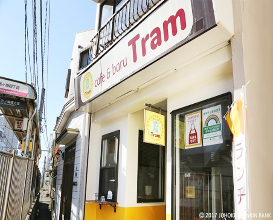 Menikmati makanan dan minuman lezat sambil menikmati pemandangan trem kota