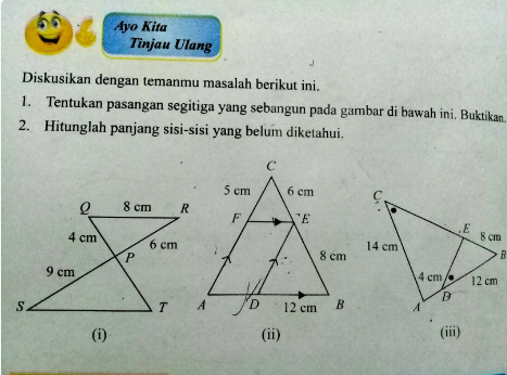 Jawaban dari Soal "Tentukan Pasangan Segitiga yang Sebangun"