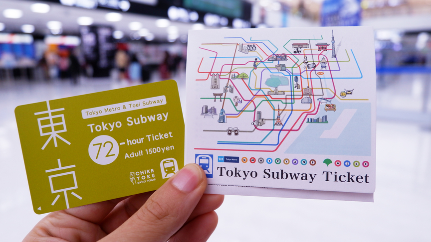 Tiket Tokyo Subway 72 jam yang dapat dibeli penumpang di Bandara Internasional Narita untuk digunakan dengan jalur Tokyo Metro dan jalur Toei Subway.