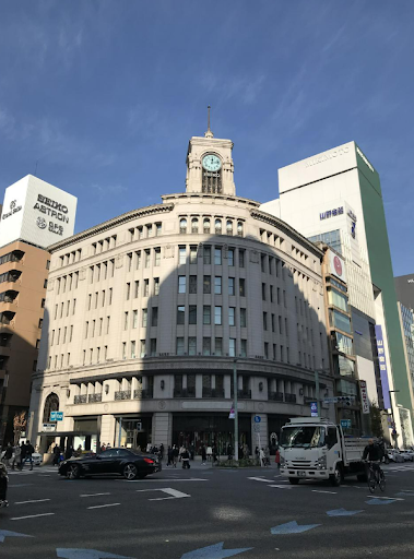 Landmark di Ginza, Wako Main Shop (Dulu juga dikenal debagai Toko Jam Hattori)