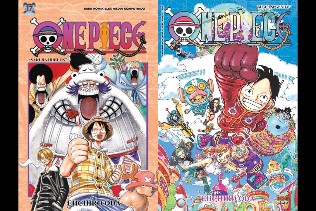 Cover komik One Piece 17 dan 106. (DOK. GRAMEDIA.COM)